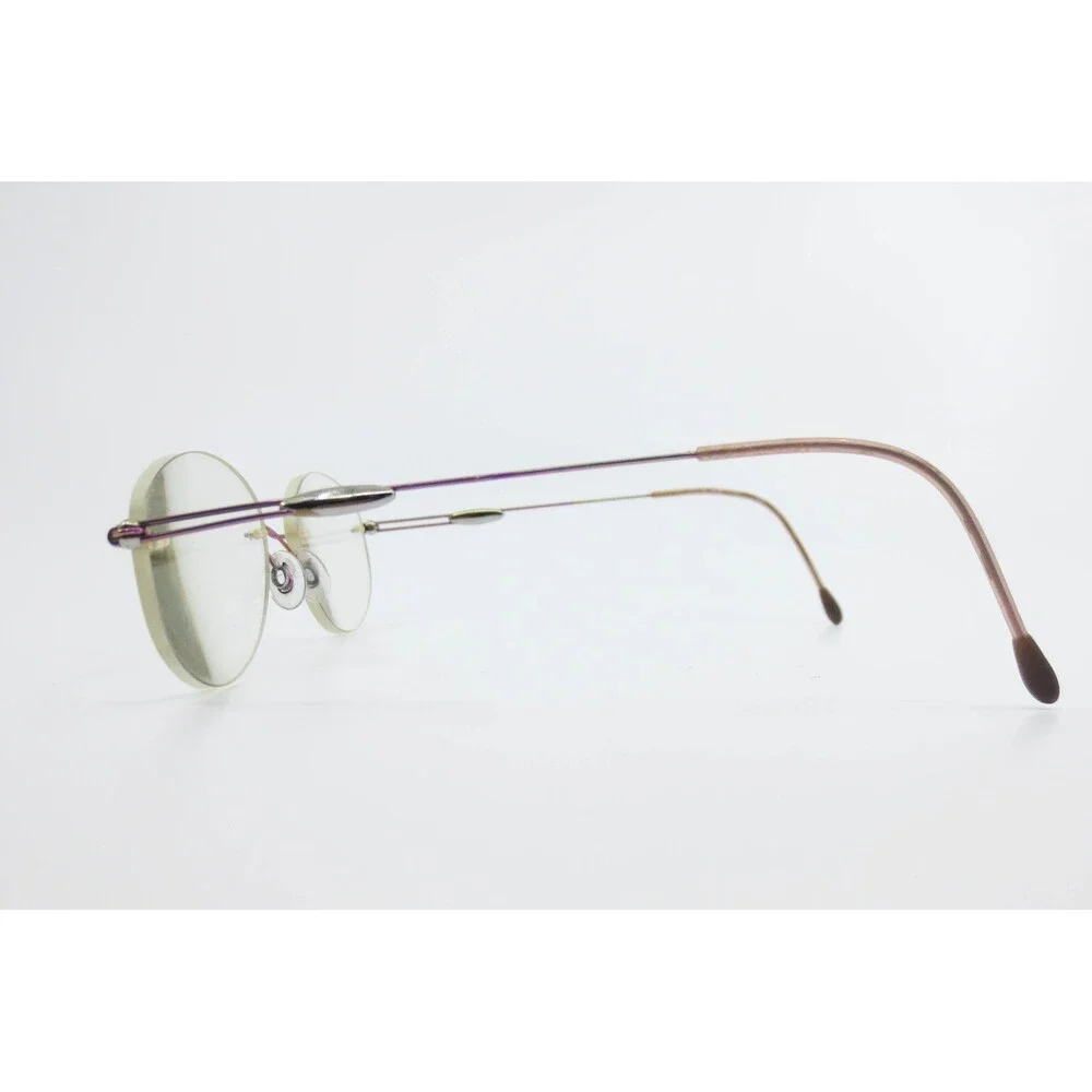 Titan Rimless Eyeglasses Purple Titanium Oval Frame Glasses 39920